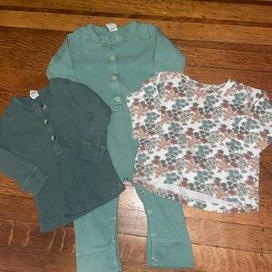 bundle lot 12-18 bundle floral ditzy + aqua shirts jumpsuit 100% organic cotton